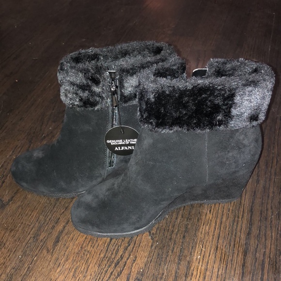 NWT Alfani Black Genuine Leather 9M boots - Picture 2 of 7